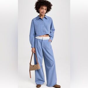 NWT WAYF Preston Wide Leg Trousers in Chambray